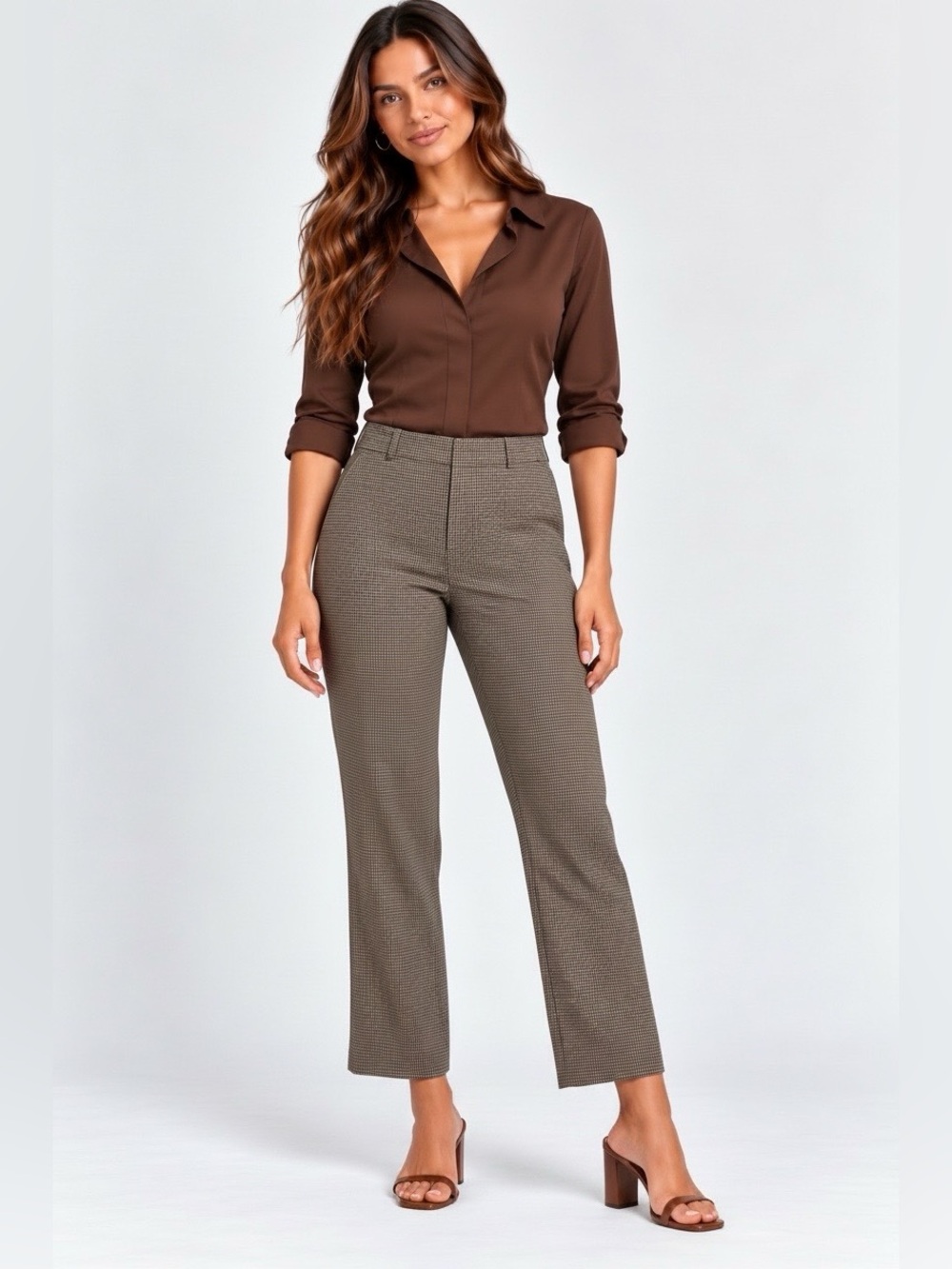 Old Navy brown black plaid pant Pixie HIGH RISE SKINNY SECRET SMOOTH POCKET 10